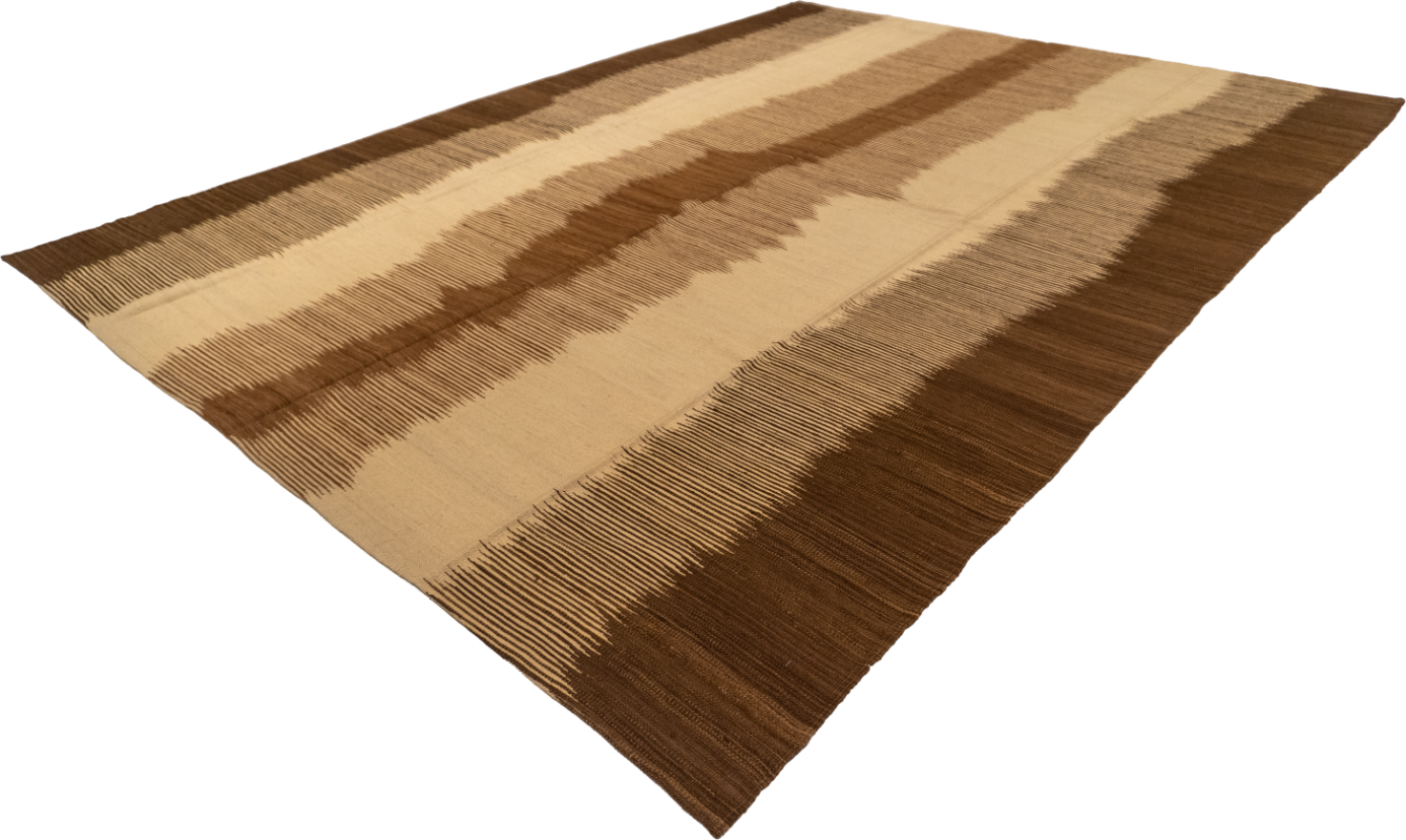W 8.9 L 9.6 Kilim 100% Wool Hand-Woven Geometric Design - 63332