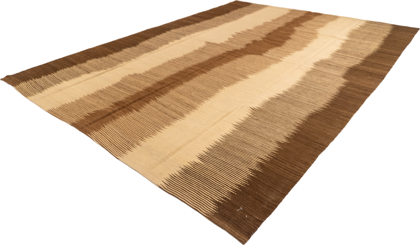 W 8.9 L 9.6 Kilim 100% Wool Hand-Woven Geometric Design - 63332