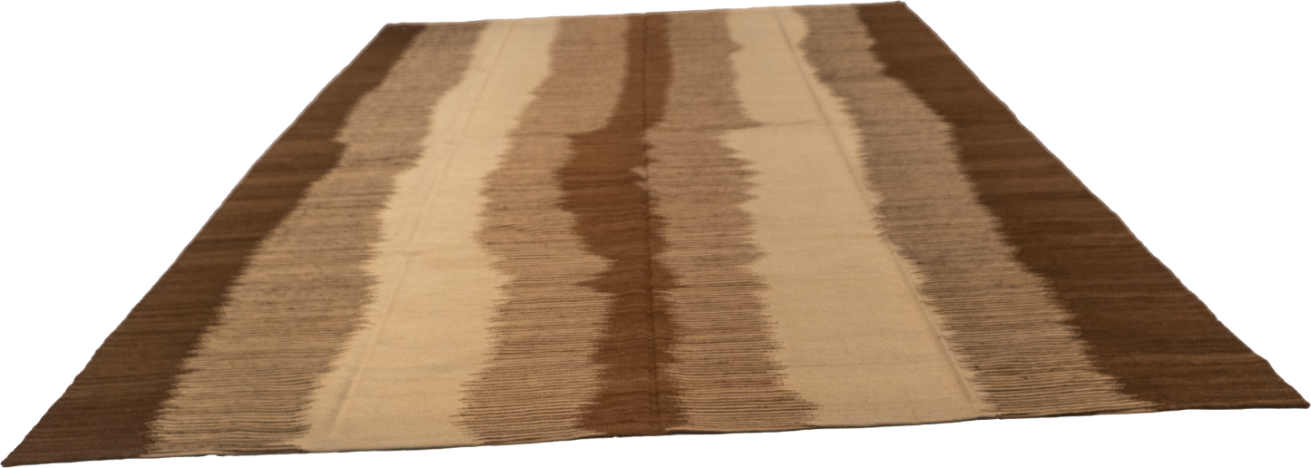 W 8.9 L 9.6 Kilim 100% Wool Hand-Woven Geometric Design - 63332