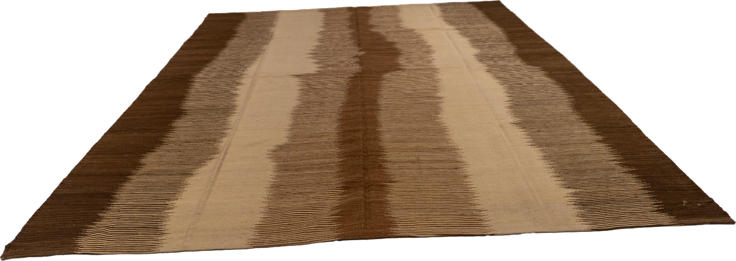 W 8.9 L 9.6 Kilim 100% Wool Hand-Woven Geometric Design - 63332