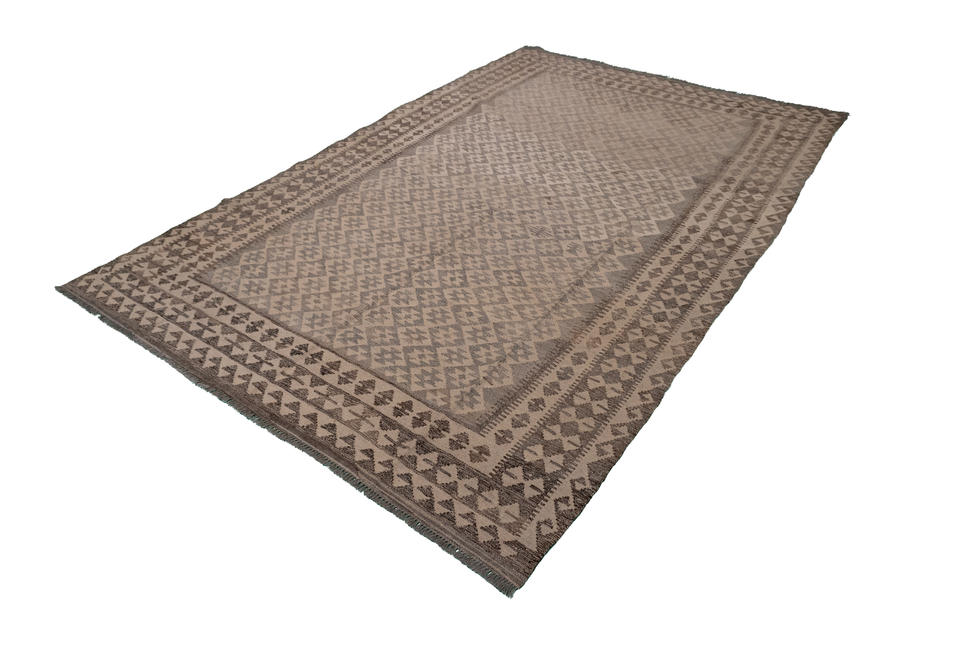 W 5 - L 6.6 - Kilim Fine/Wool Geometric Rectangle - Finest Hand-Made Quality Wool - 63334