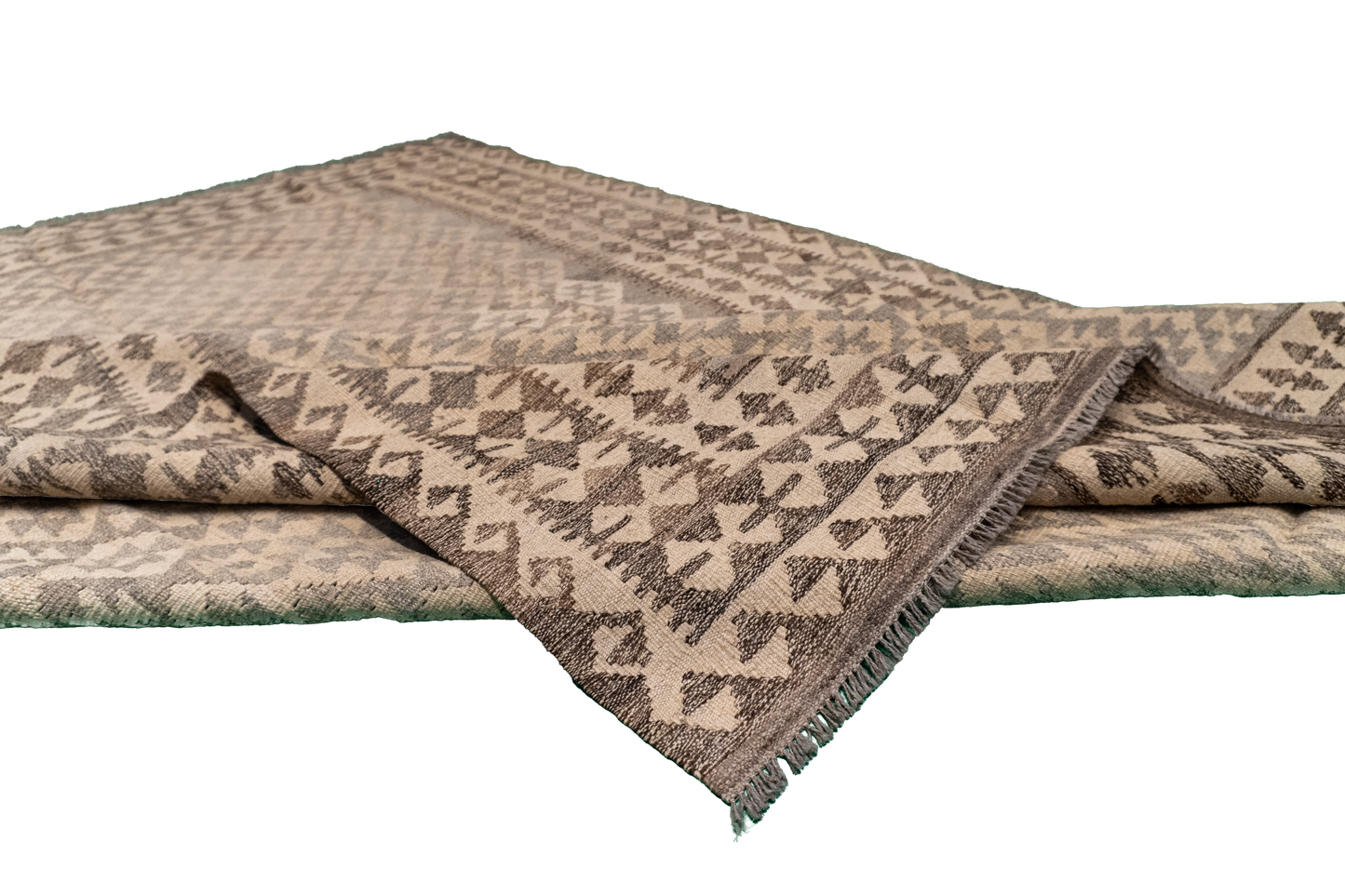 W 5 - L 6.6 - Kilim Fine/Wool Geometric Rectangle - Finest Hand-Made Quality Wool - 63334