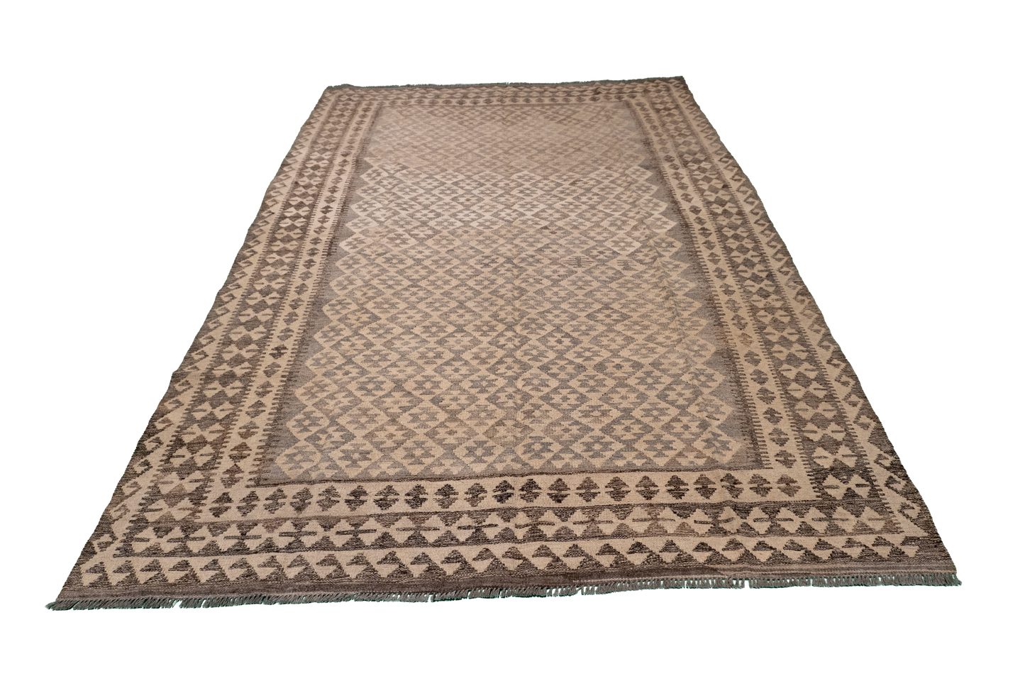 W 5 - L 6.6 - Kilim Fine/Wool Geometric Rectangle - Finest Hand-Made Quality Wool - 63334