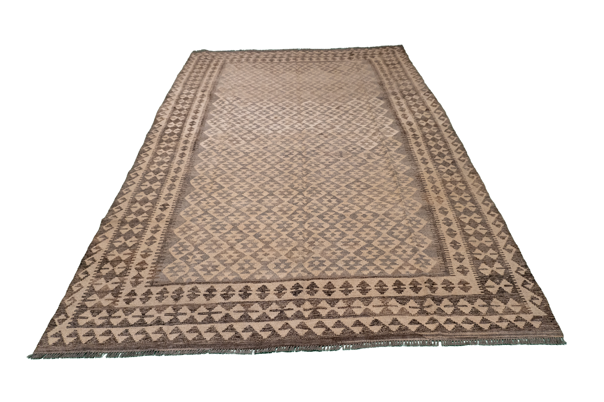 W 5 - L 6.6 - Kilim Fine/Wool Geometric Rectangle - Finest Hand-Made Quality Wool - 63334