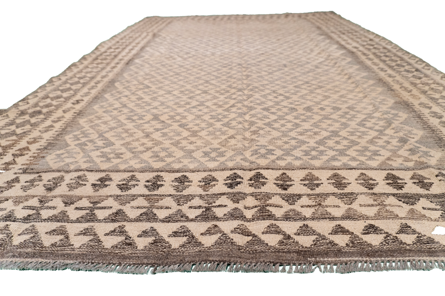 W 5 - L 6.6 - Kilim Fine/Wool Geometric Rectangle - Finest Hand-Made Quality Wool - 63334