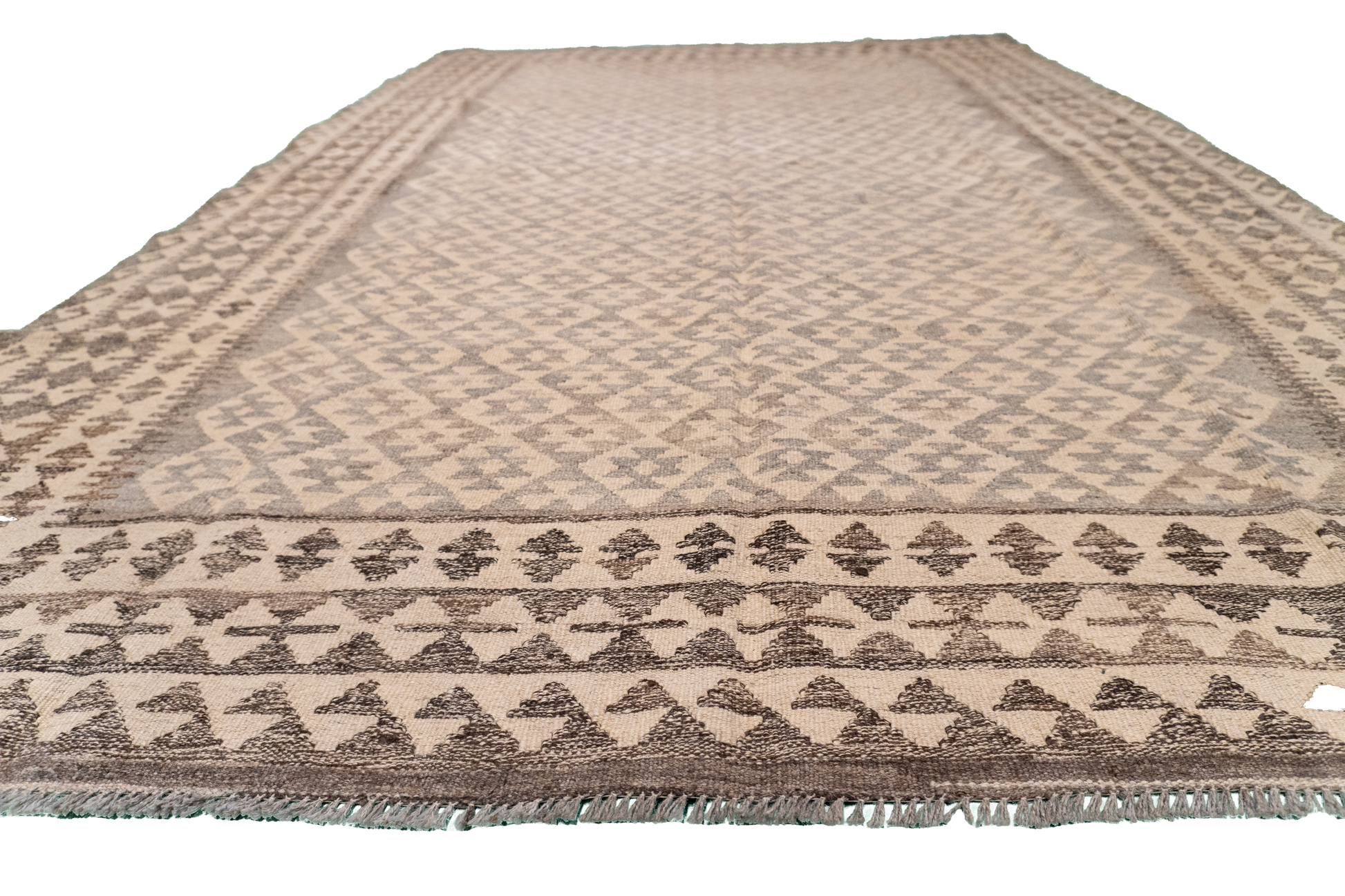 W 5 - L 6.6 - Kilim Fine/Wool Geometric Rectangle - Finest Hand-Made Quality Wool - 63334
