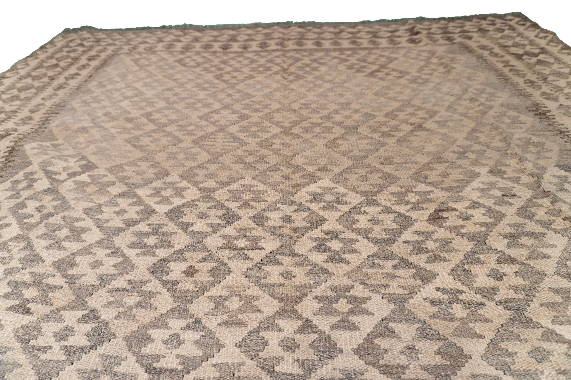 W 5 - L 6.6 - Kilim Fine/Wool Geometric Rectangle - Finest Hand-Made Quality Wool - 63334