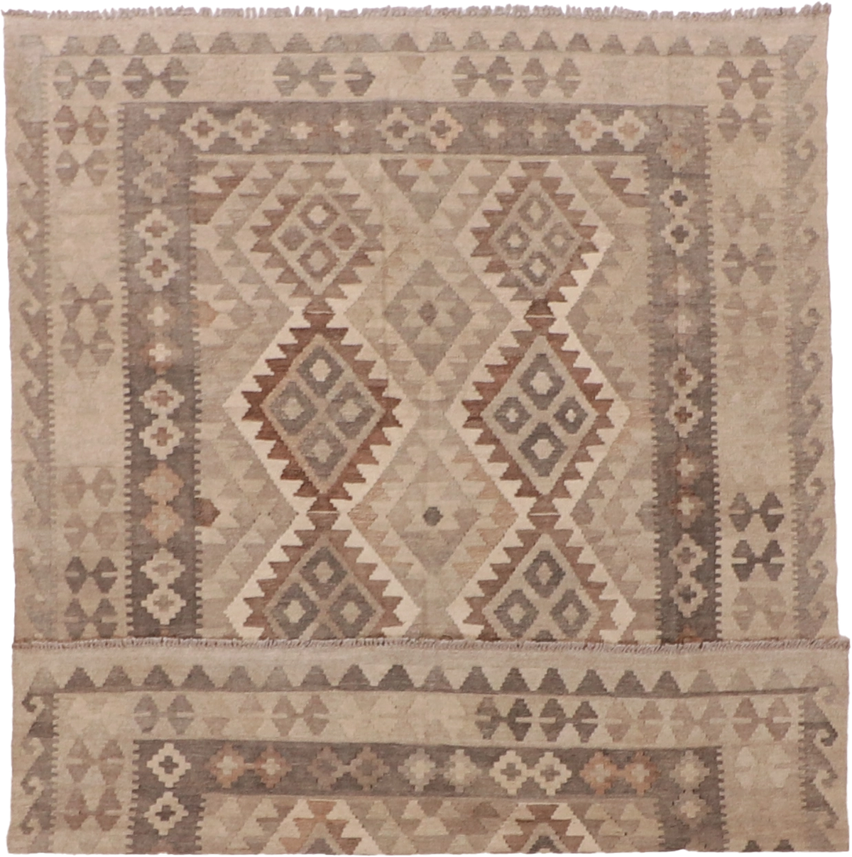 W 5 L 6.6 Kilim 100% Wool Hand-Woven Geometric Design - 63334