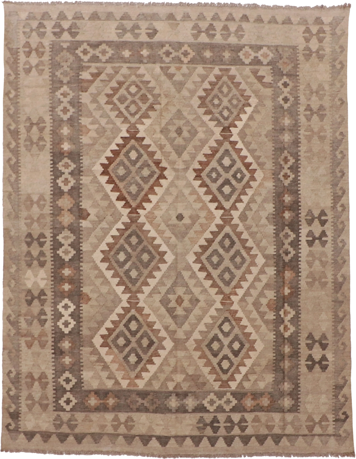 W 5 L 6.6 Kilim 100% Wool Hand-Woven Geometric Design - 63334