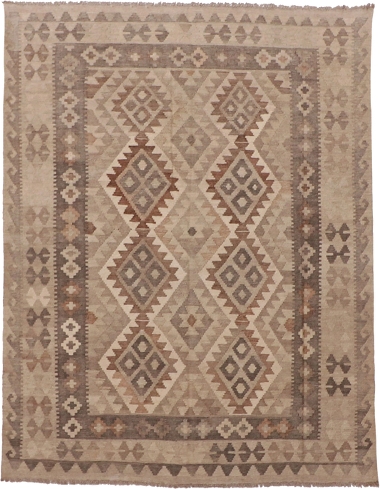 W 5 L 6.6 Kilim 100% Wool Hand-Woven Geometric Design - 63334