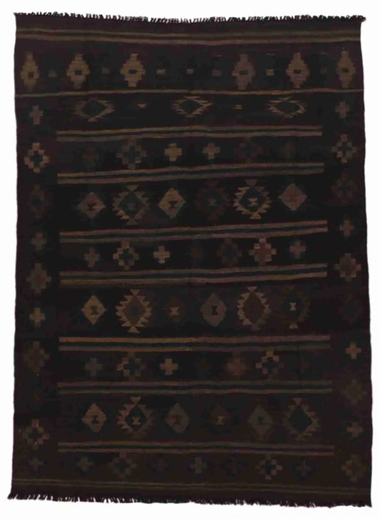 5 x 6.8 - Kilim Fine/Wool Geometric Rectangle - Finest Hand-Made Quality Wool - 63339