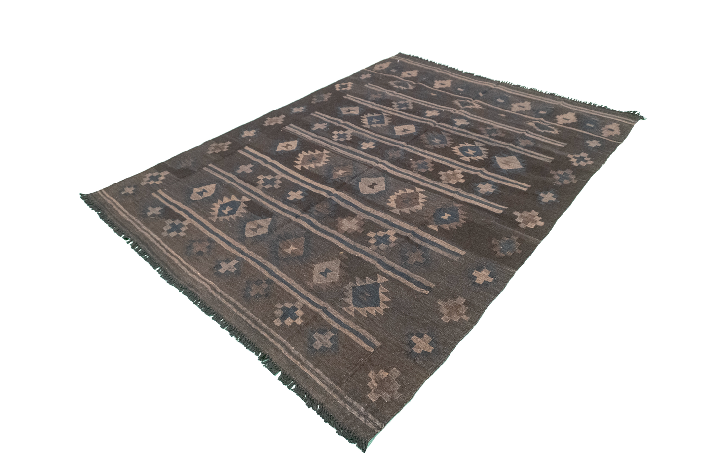 W 5 L 6.8 Kilim 100% Wool Hand-Woven Geometric Design - 63339