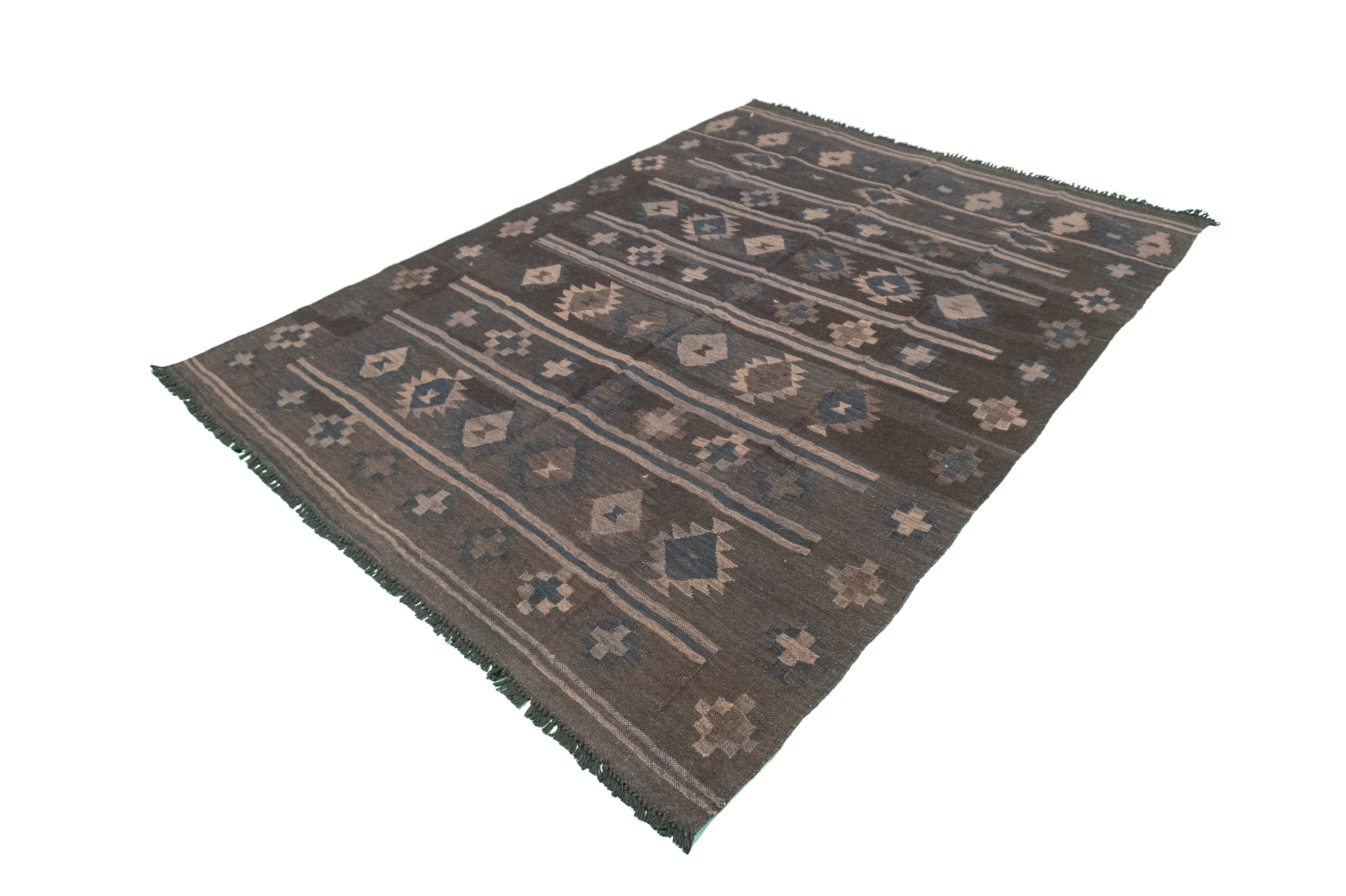 W 5 L 6.8 Kilim 100% Wool Hand-Woven Geometric Design - 63339