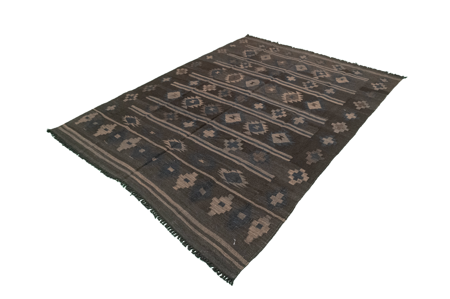 W 5 L 6.8 Kilim 100% Wool Hand-Woven Geometric Design - 63339