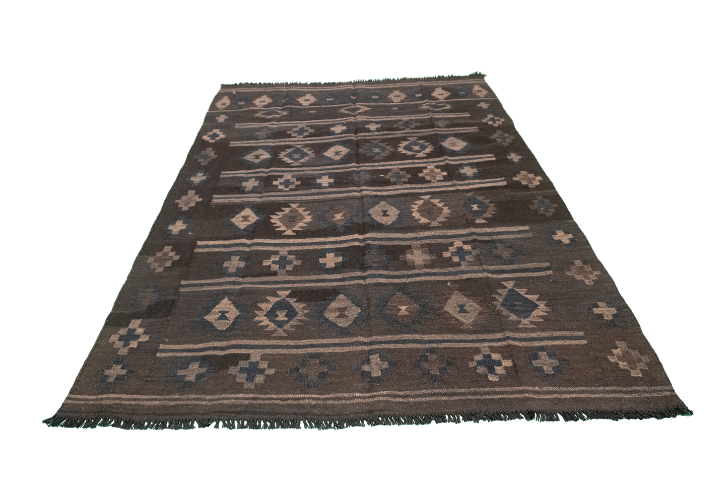 W 5 L 6.8 Kilim 100% Wool Hand-Woven Geometric Design - 63339