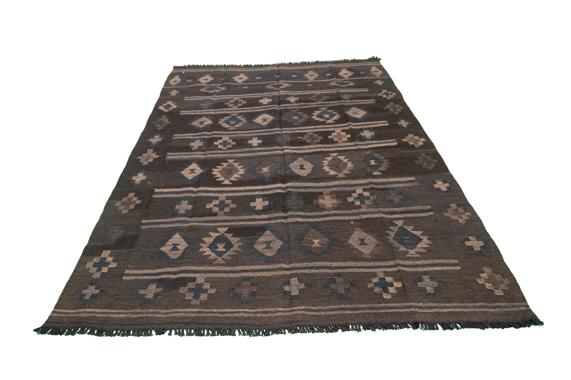 W 5 L 6.8 Kilim 100% Wool Hand-Woven Geometric Design - 63339