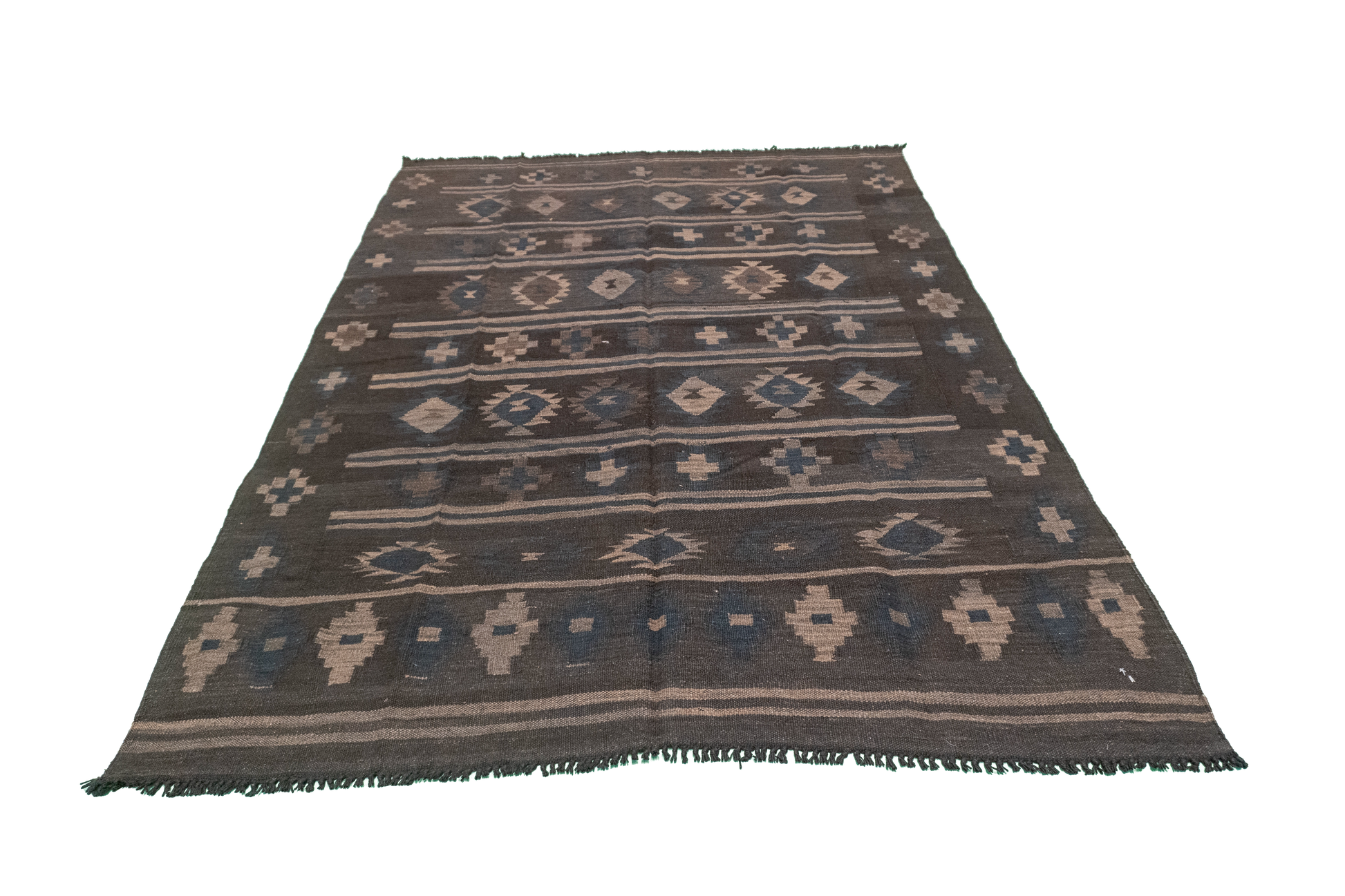 W 5 L 6.8 Kilim 100% Wool Hand-Woven Geometric Design - 63339