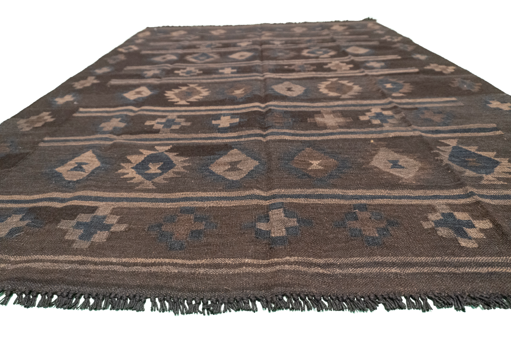 W 5 L 6.8 Kilim 100% Wool Hand-Woven Geometric Design - 63339