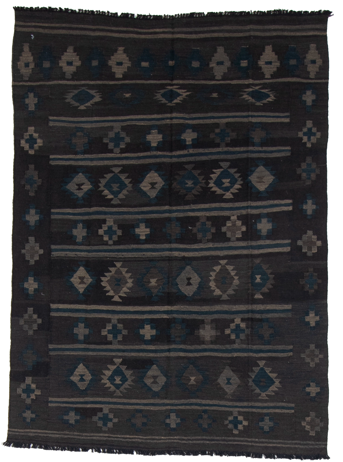 W 5 L 6.8 Kilim 100% Wool Hand-Woven Geometric Design - 63339