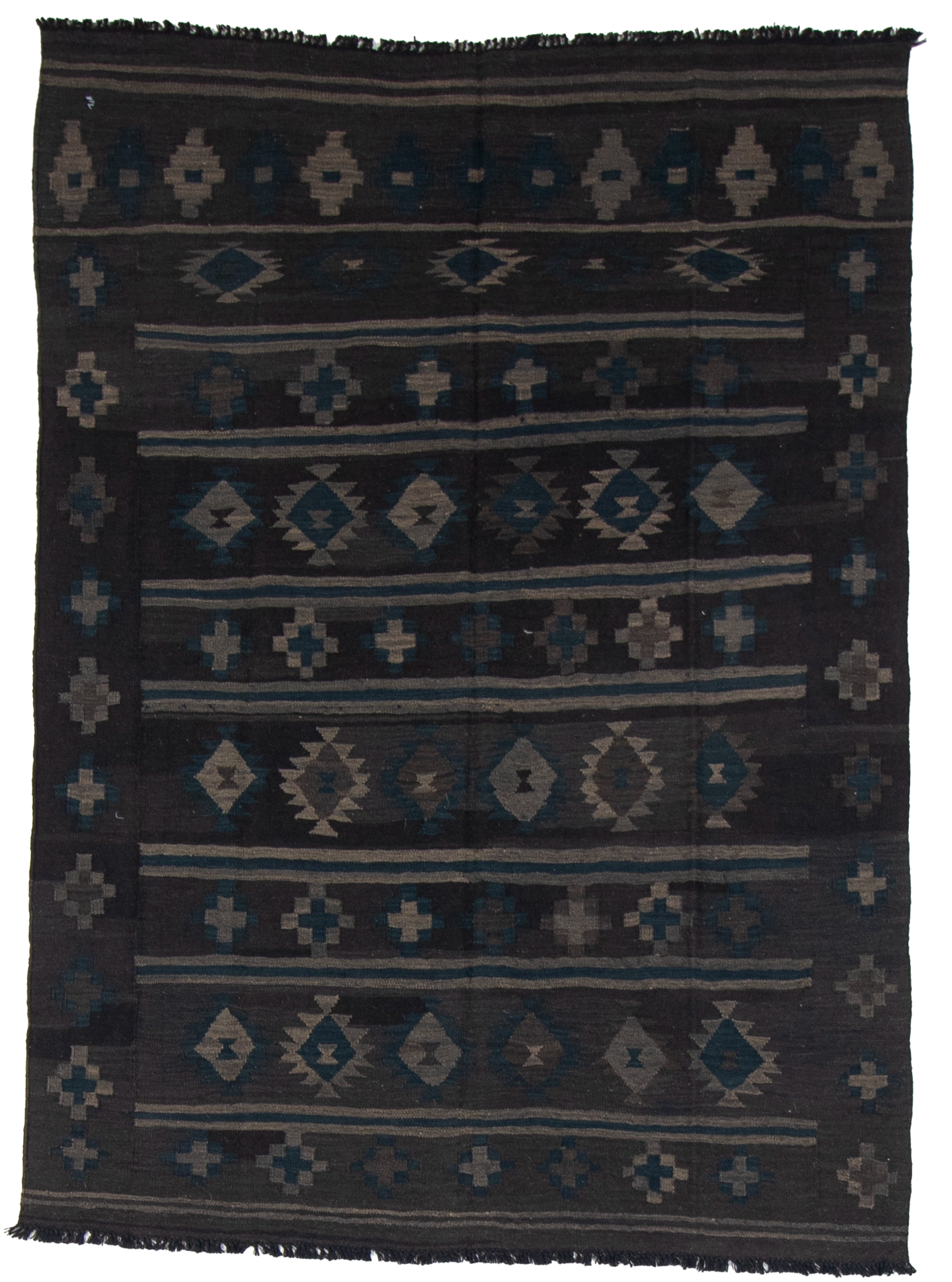 W 5 L 6.8 Kilim 100% Wool Hand-Woven Geometric Design - 63339