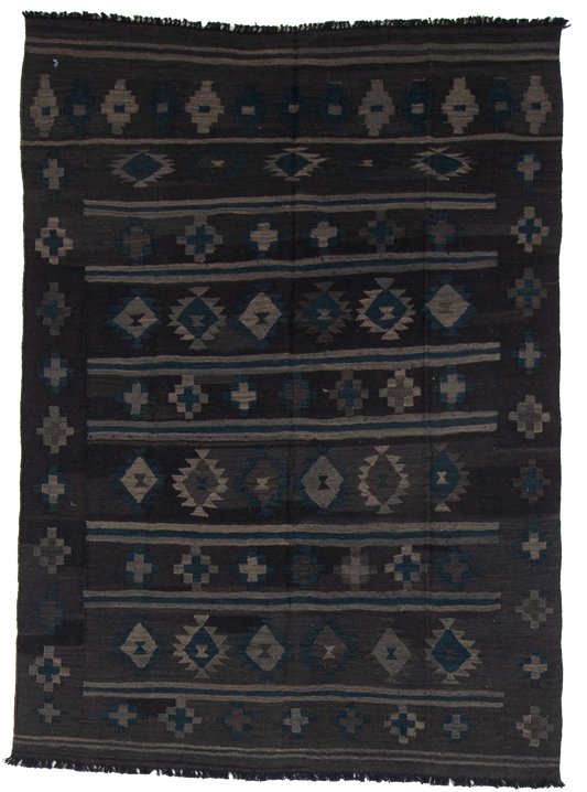W 5 L 6.8 Kilim 100% Wool Hand-Woven Geometric Design - 63339