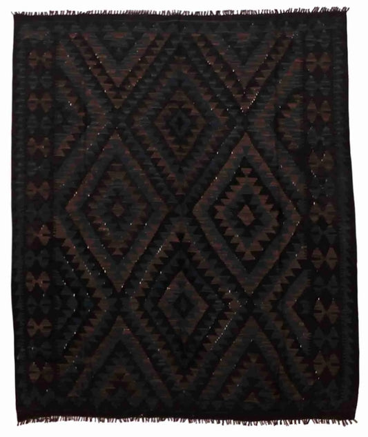 5.5 x 6.4 - Kilim Fine/Wool Geometric Rectangle - Finest Hand-Made Quality Wool - 63342