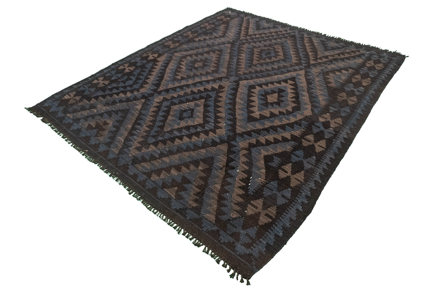 W 5.5 - L 6.4 - Kilim Fine/Wool Geometric Rectangle - Finest Hand-Made Quality Wool - 63342