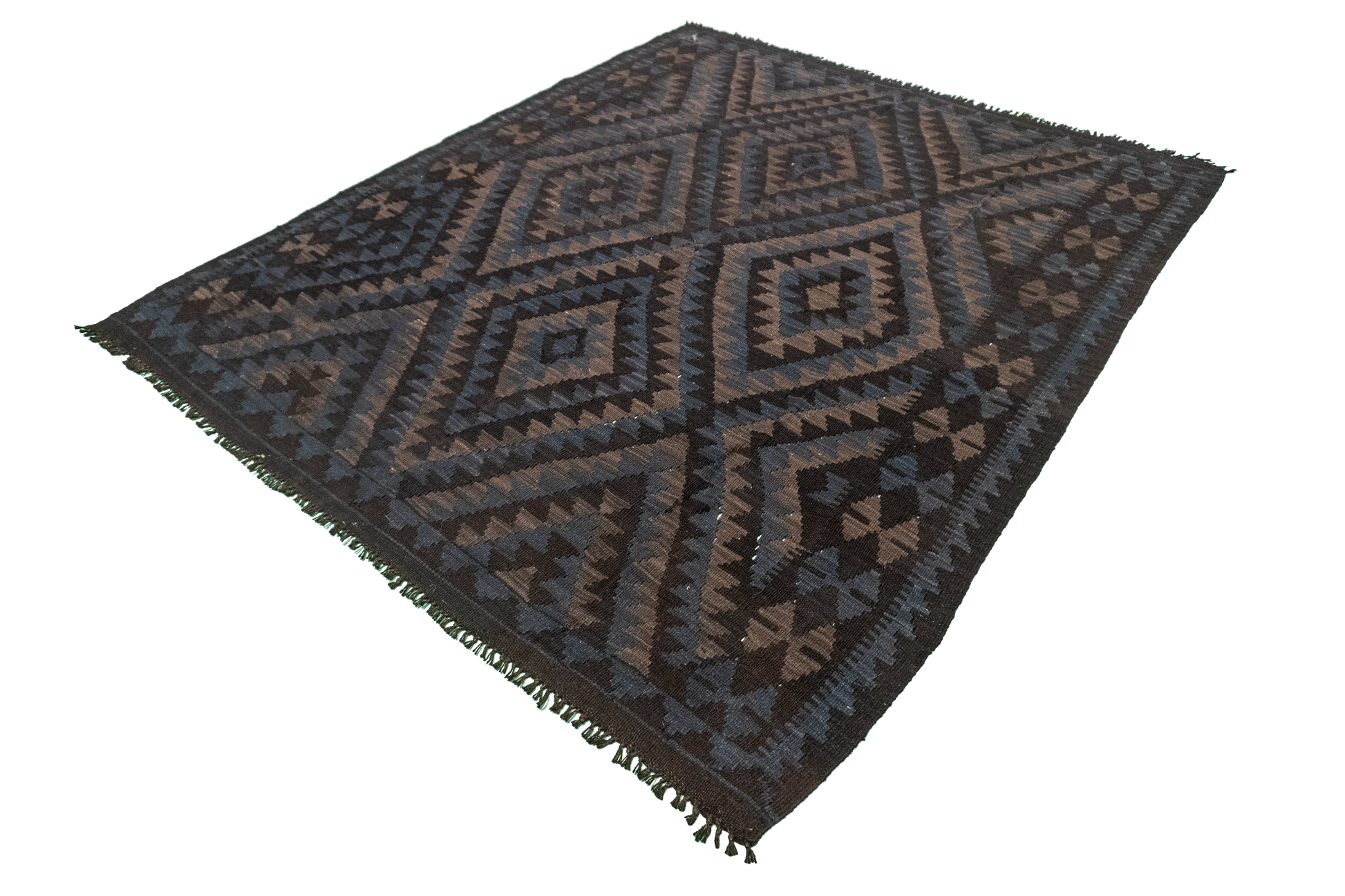 W 5.5 - L 6.4 - Kilim Fine/Wool Geometric Rectangle - Finest Hand-Made Quality Wool - 63342