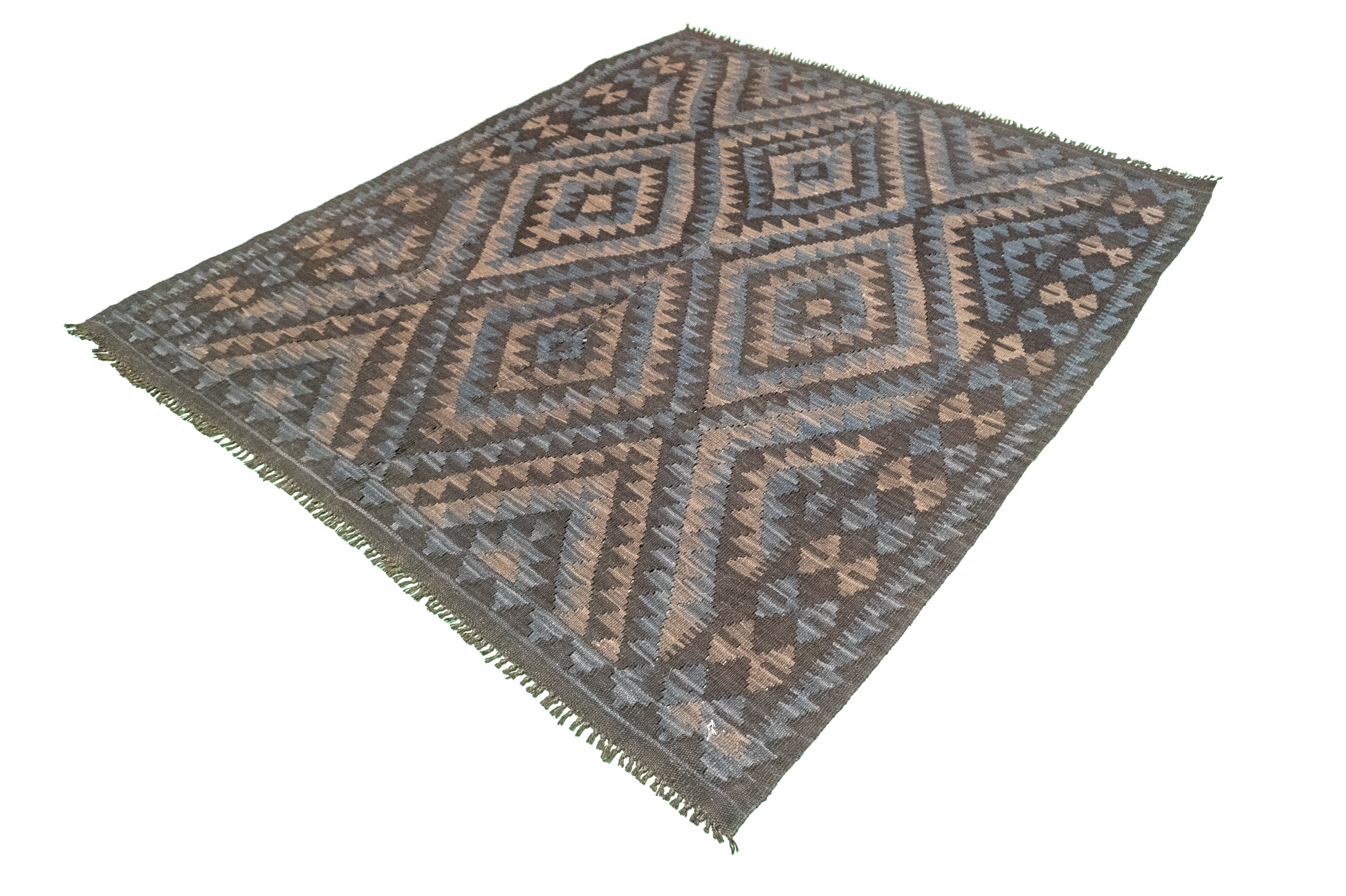 W 5.5 - L 6.4 - Kilim Fine/Wool Geometric Rectangle - Finest Hand-Made Quality Wool - 63342