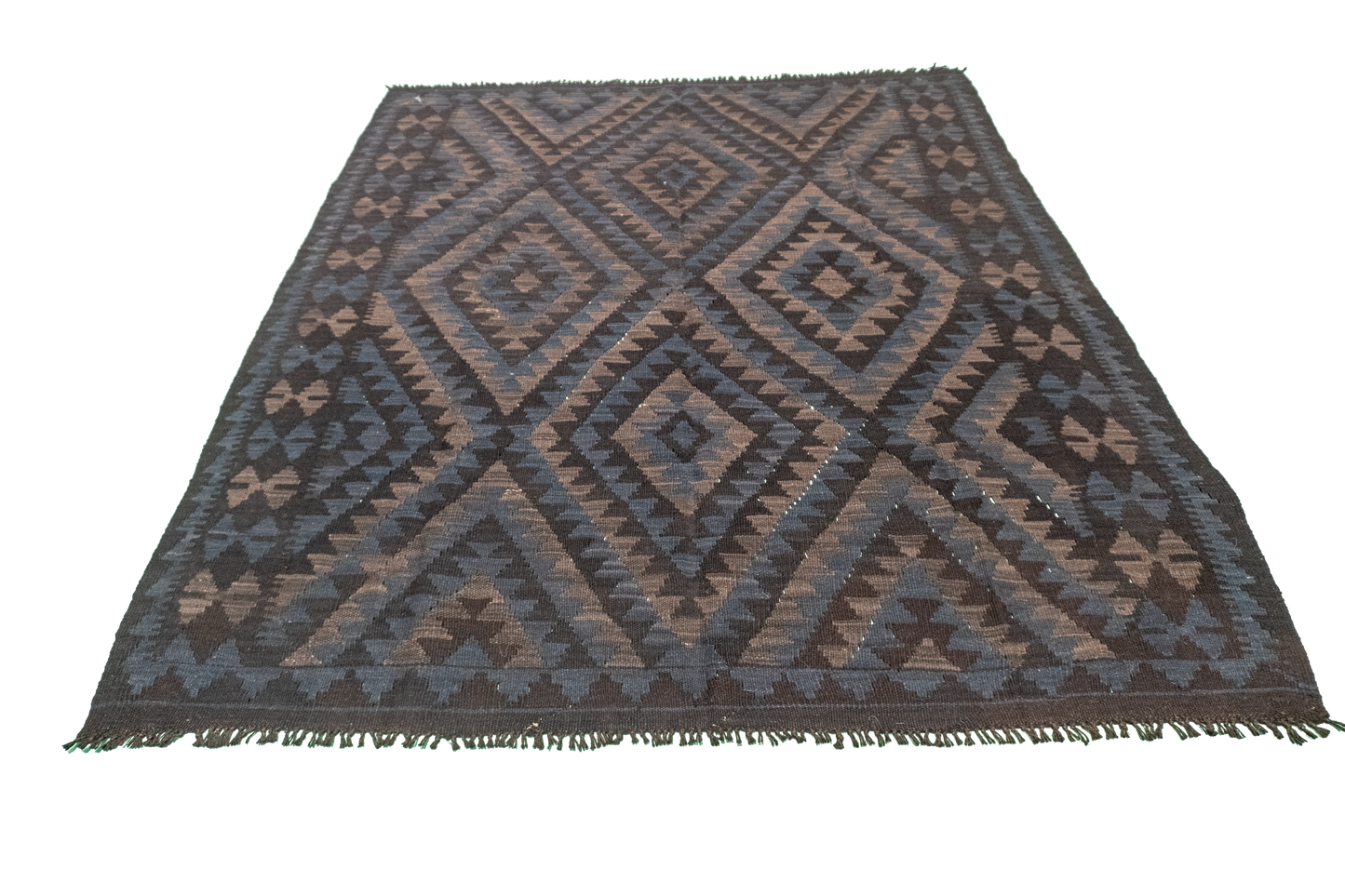 W 5.5 - L 6.4 - Kilim Fine/Wool Geometric Rectangle - Finest Hand-Made Quality Wool - 63342
