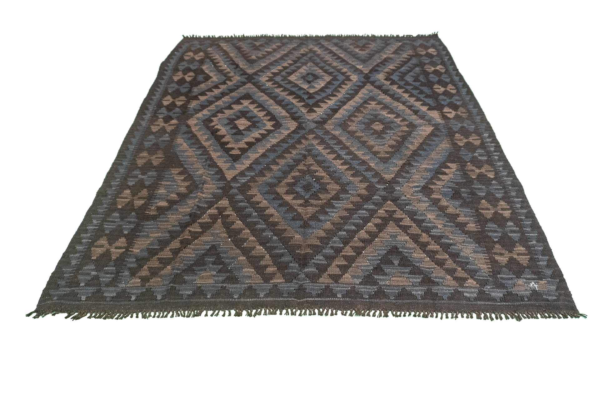 W 5.5 - L 6.4 - Kilim Fine/Wool Geometric Rectangle - Finest Hand-Made Quality Wool - 63342