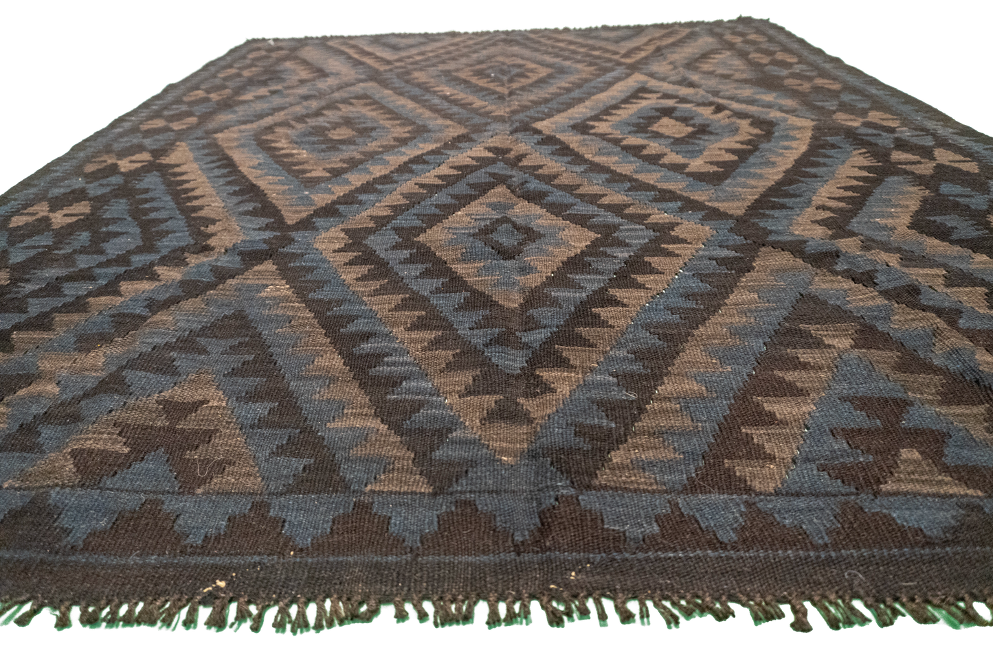 W 5.5 - L 6.4 - Kilim Fine/Wool Geometric Rectangle - Finest Hand-Made Quality Wool - 63342