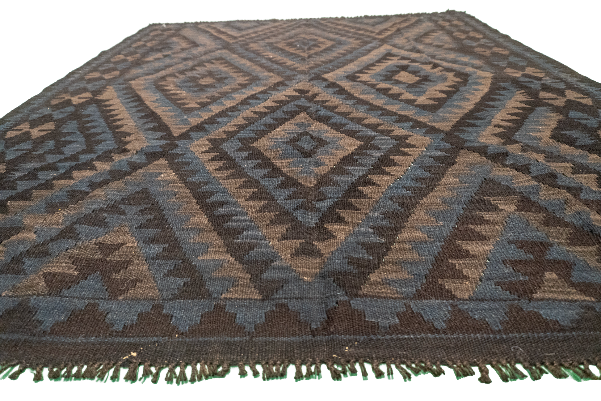 W 5.5 - L 6.4 - Kilim Fine/Wool Geometric Rectangle - Finest Hand-Made Quality Wool - 63342