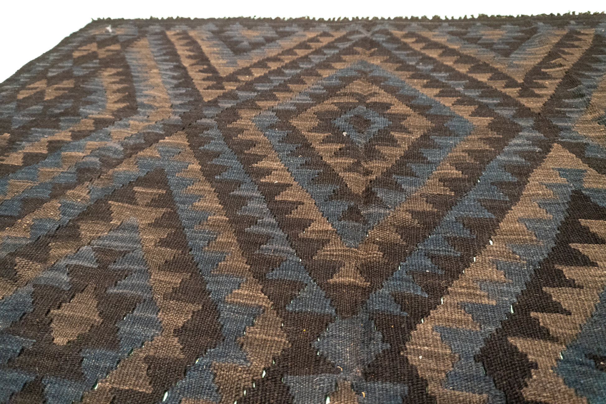 W 5.5 - L 6.4 - Kilim Fine/Wool Geometric Rectangle - Finest Hand-Made Quality Wool - 63342