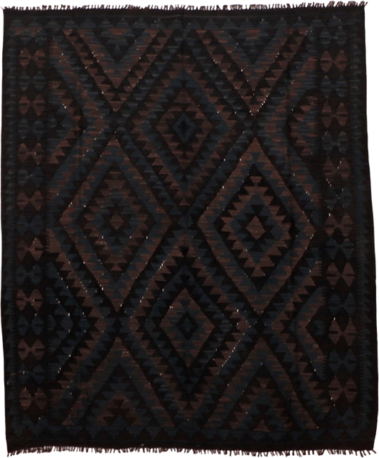W 5.5 L 6.4 Kilim 100% Wool Hand-Woven Geometric Design - 63342