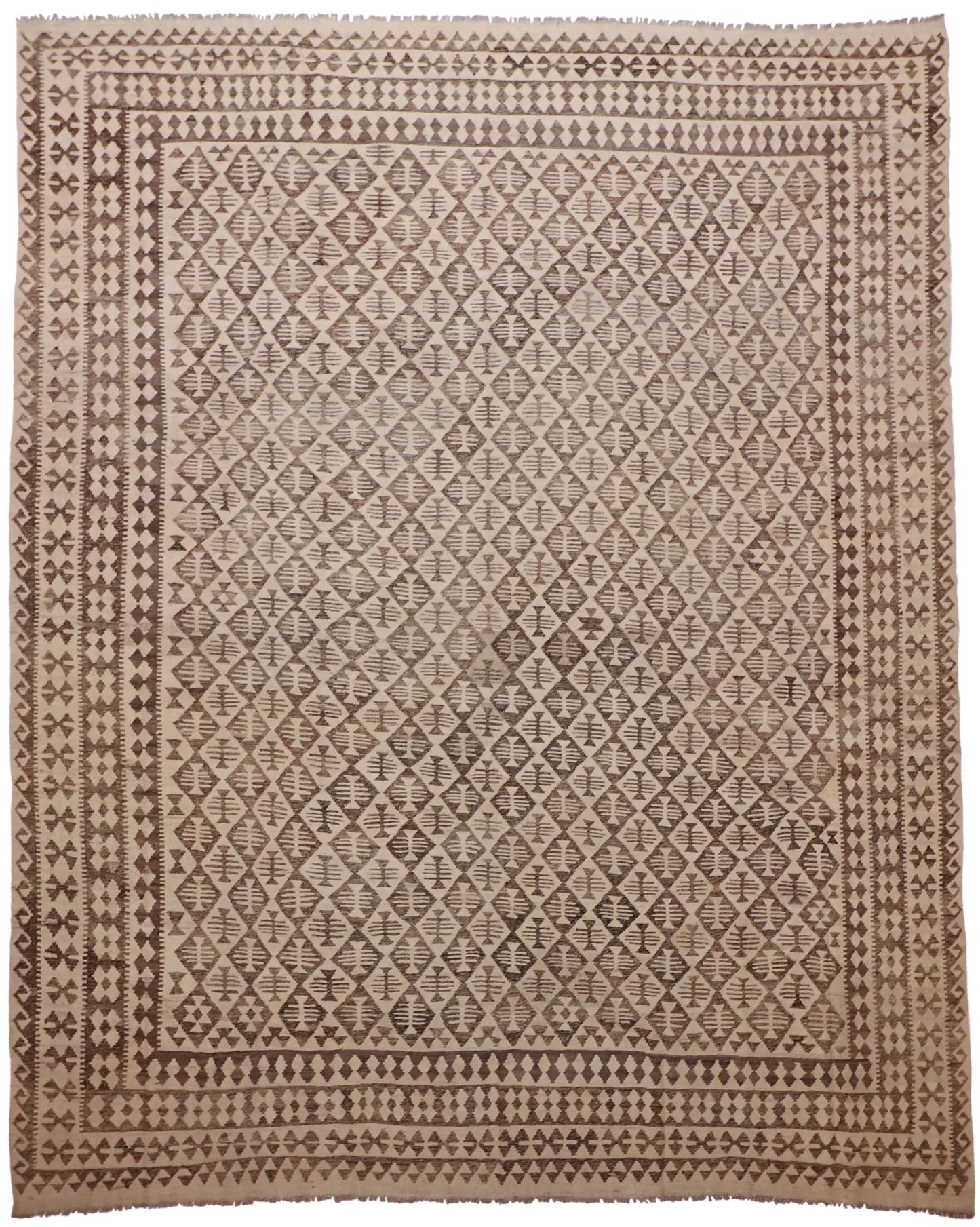 10.2 x 12.9 - Kilim Fine/Wool Geometric Rectangle - Finest Hand-Knotted Quality Wool — 63345