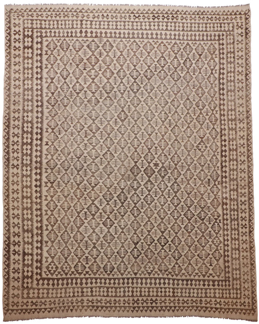10.2 x 12.9 - Kilim Fine/Wool Geometric Rectangle - Finest Hand-Made Quality Wool — 63345