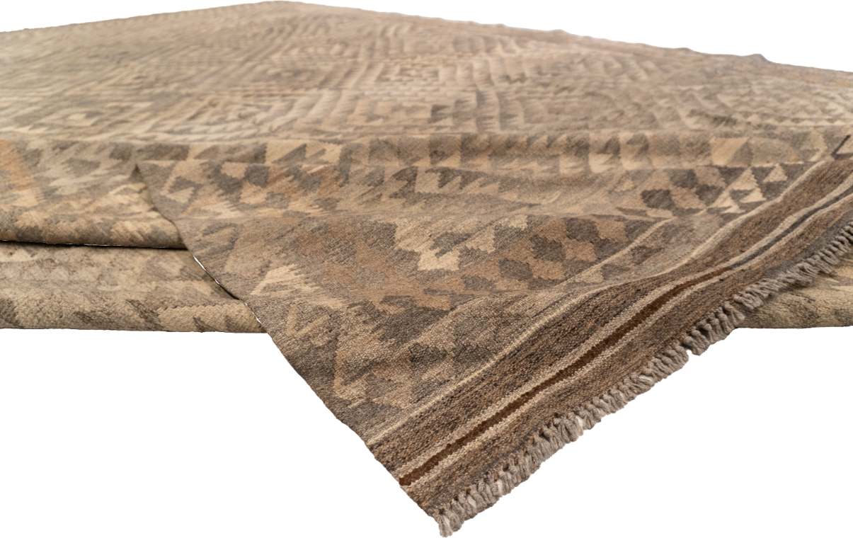 W 10 - L 16.6 - Kilim Fine/Wool Geometric Rectangle - Finest Hand-Made Quality Wool - 63348