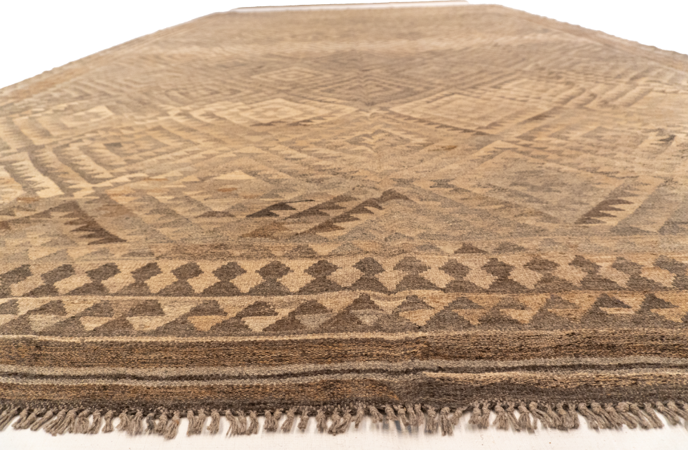 W 10 - L 16.6 - Kilim Fine/Wool Geometric Rectangle - Finest Hand-Made Quality Wool - 63348