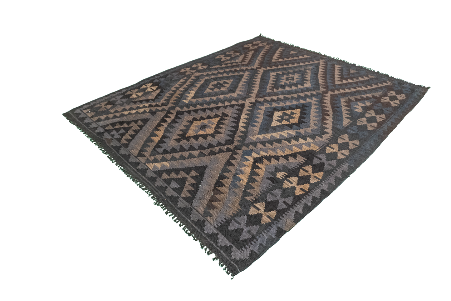 W 5.3 - L 6.5 - Kilim Fine/Wool Geometric Rectangle - Finest Hand-Made Quality Wool - 63352