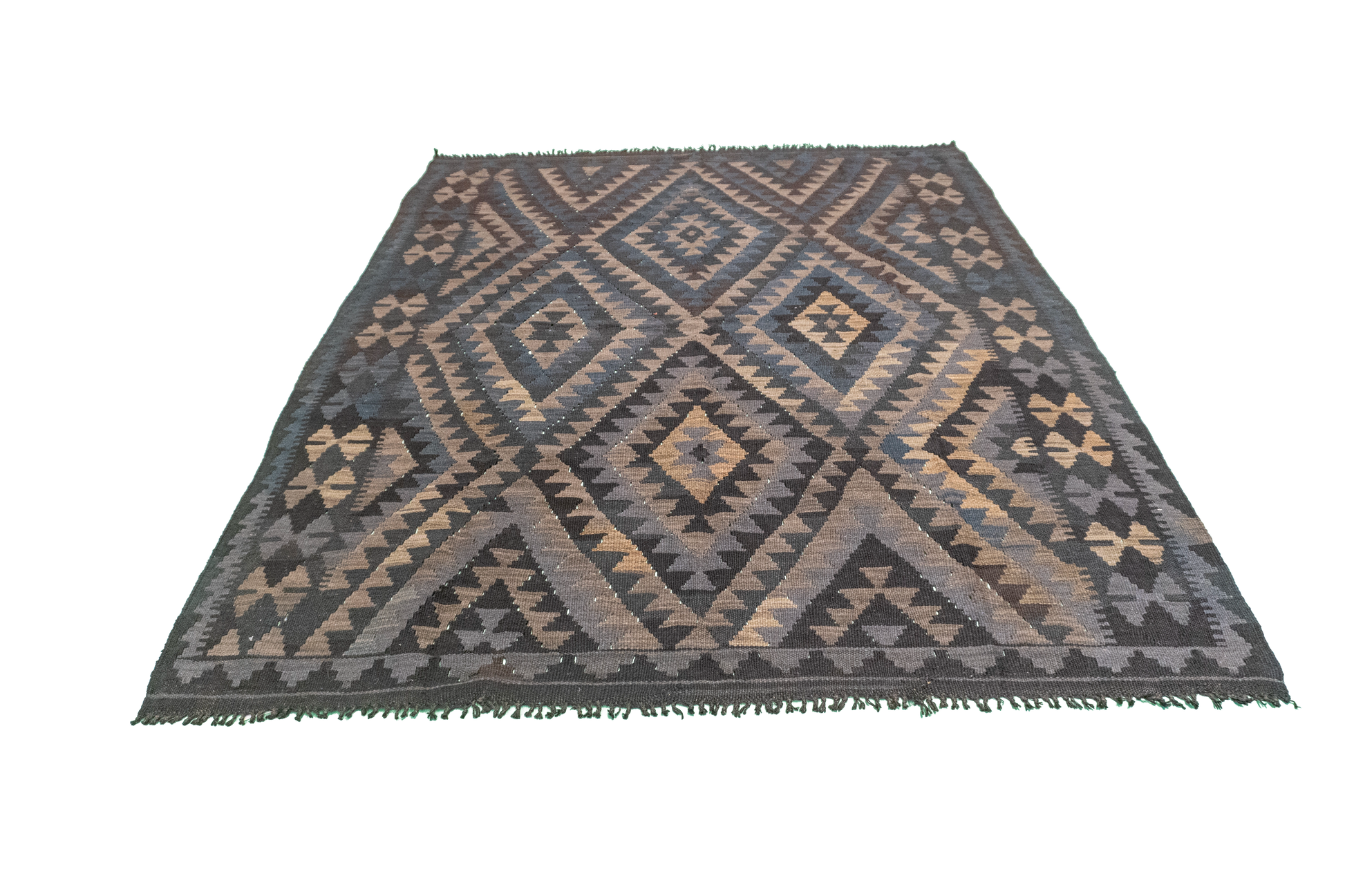 W 5.3 - L 6.5 - Kilim Fine/Wool Geometric Rectangle - Finest Hand-Made Quality Wool - 63352