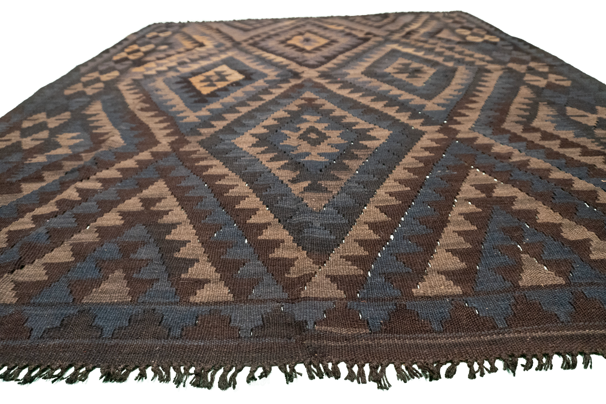 W 5.3 - L 6.5 - Kilim Fine/Wool Geometric Rectangle - Finest Hand-Made Quality Wool - 63352