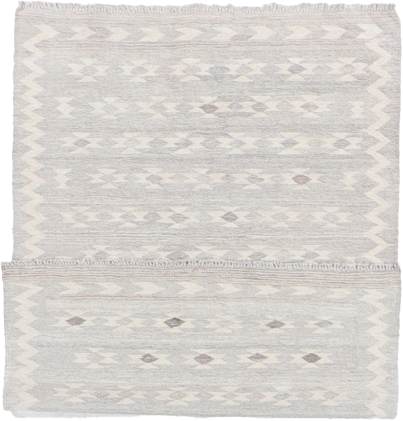 W 3.3 L 4.9 Kilim 100% Wool Hand-Woven Geometric Design - 63370