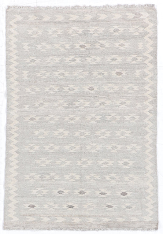 W 3.3 L 4.9 Kilim 100% Wool Hand-Woven Geometric Design - 63370