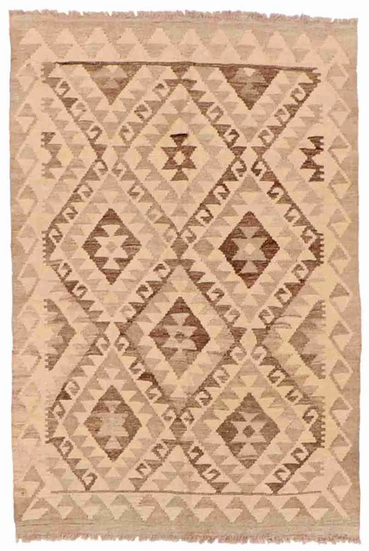 3.3 x 4.10 - Kilim Fine/Wool Geometric Rectangle - Finest Hand-Made Quality Wool — 63372