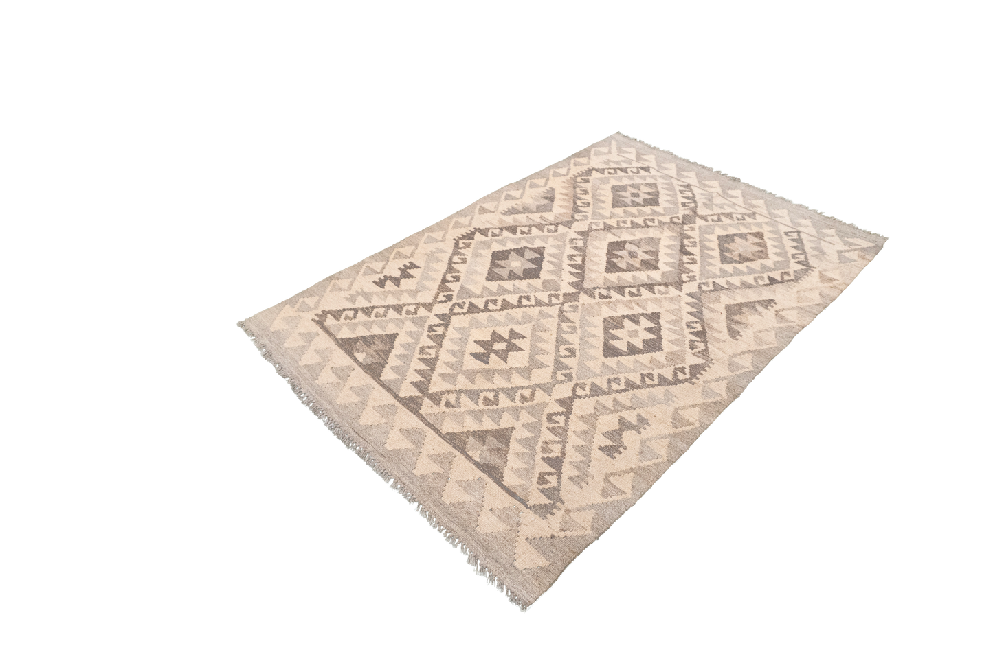 W 3.3 L 4.10 Kilim 100% Wool Hand-Woven Geometric Design - 63372
