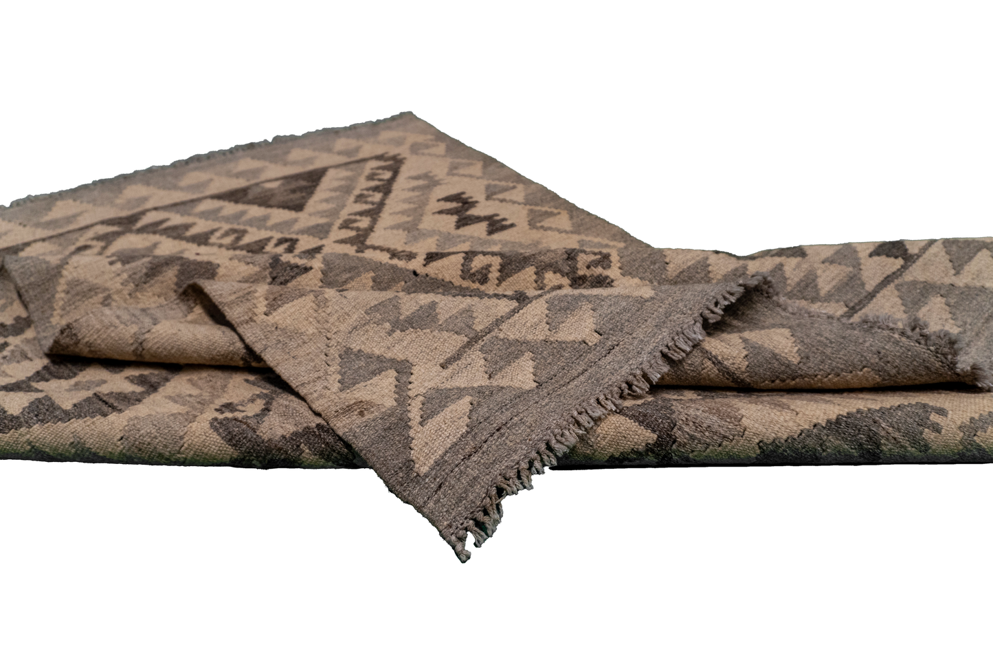 W 3.3 L 4.10 Kilim 100% Wool Hand-Woven Geometric Design - 63372