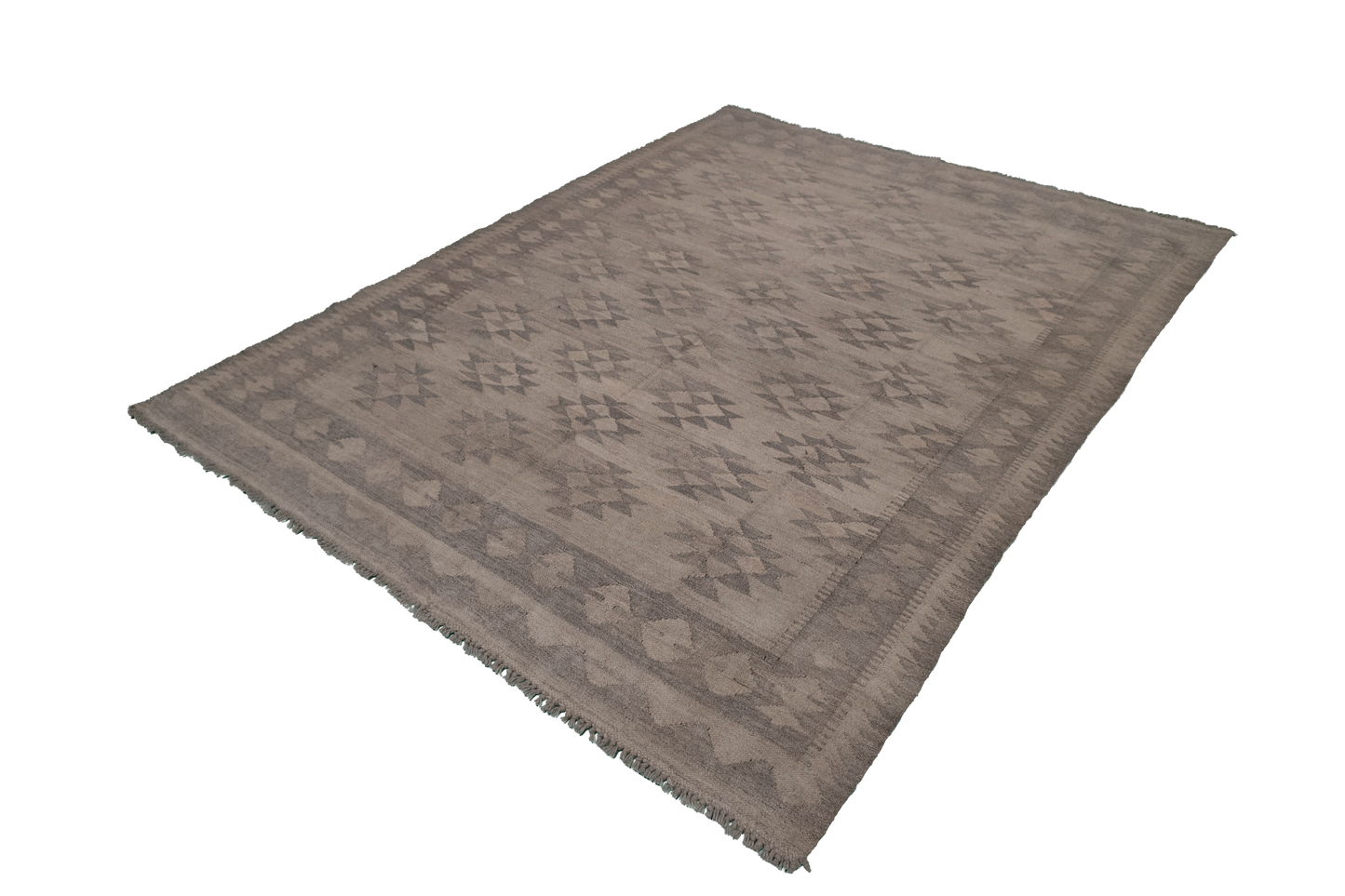 W 5.1 - L 6.7 - Kilim Fine/Wool Geometric Rectangle - Finest Hand-Made Quality Wool - 63373