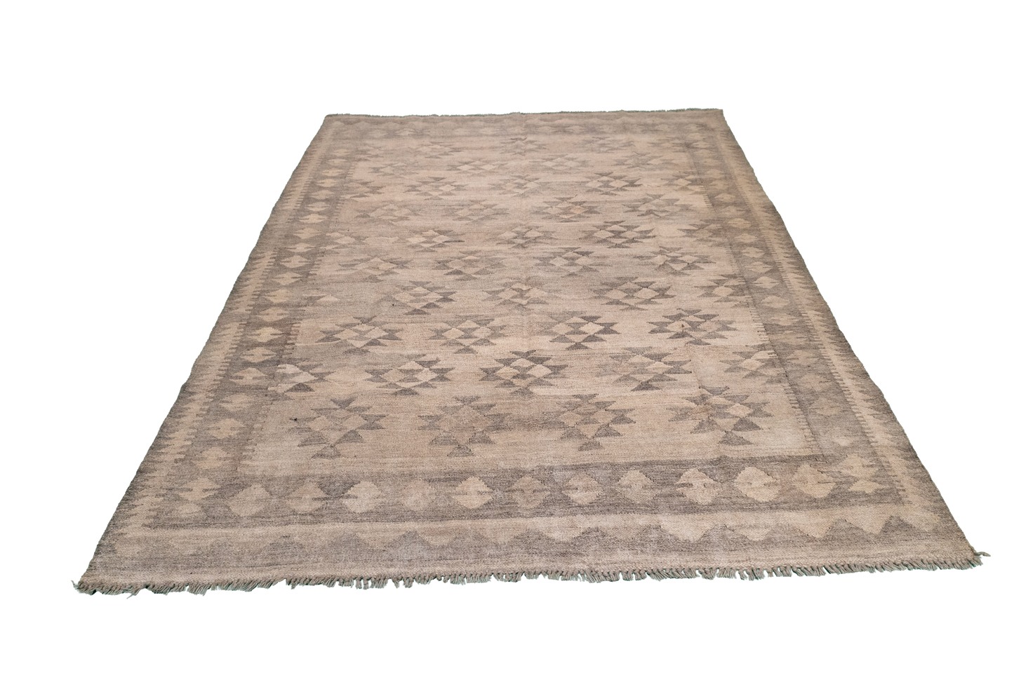 W 5.1 - L 6.7 - Kilim Fine/Wool Geometric Rectangle - Finest Hand-Made Quality Wool - 63373
