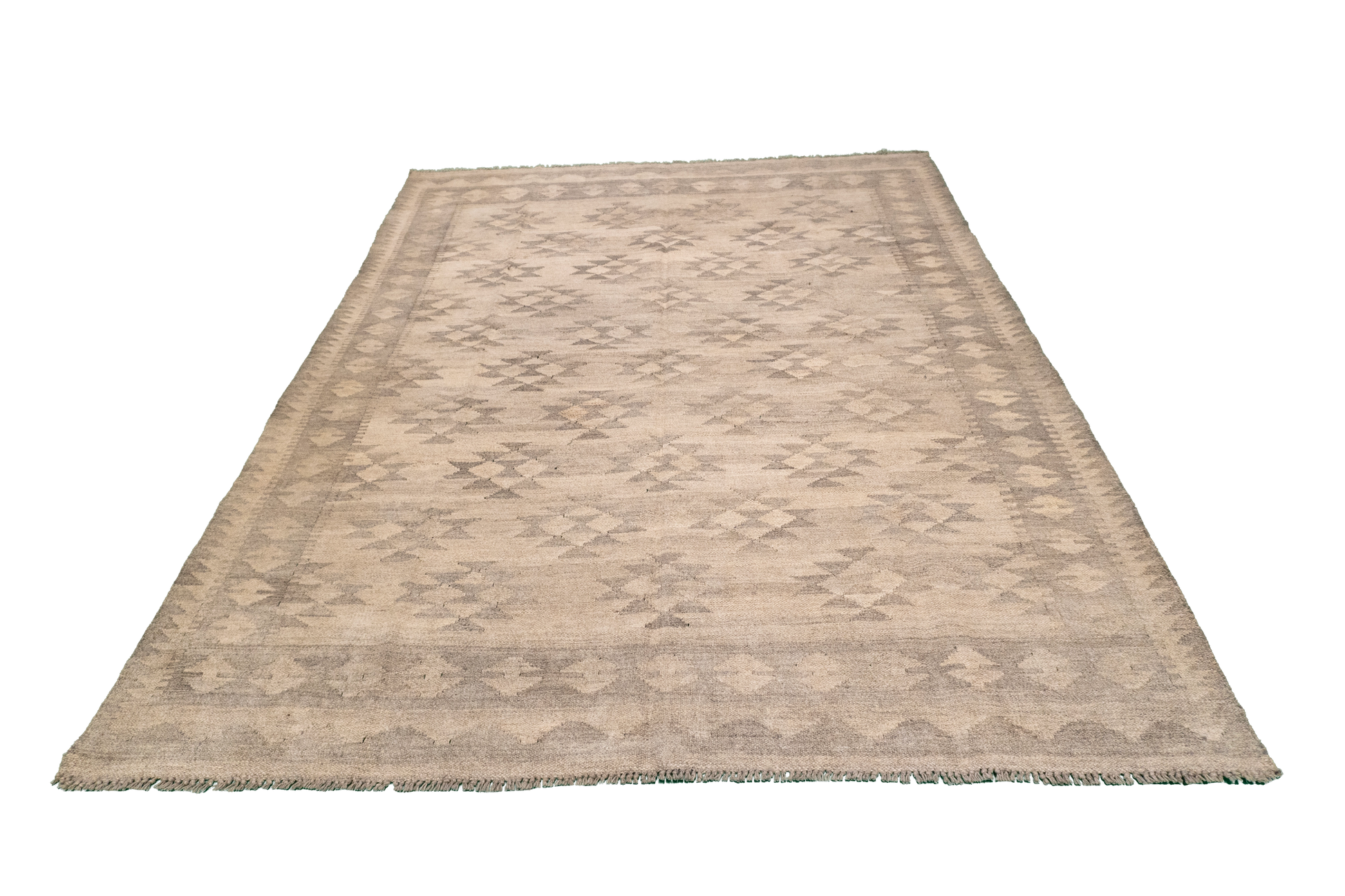 W 5.1 - L 6.7 - Kilim Fine/Wool Geometric Rectangle - Finest Hand-Made Quality Wool - 63373